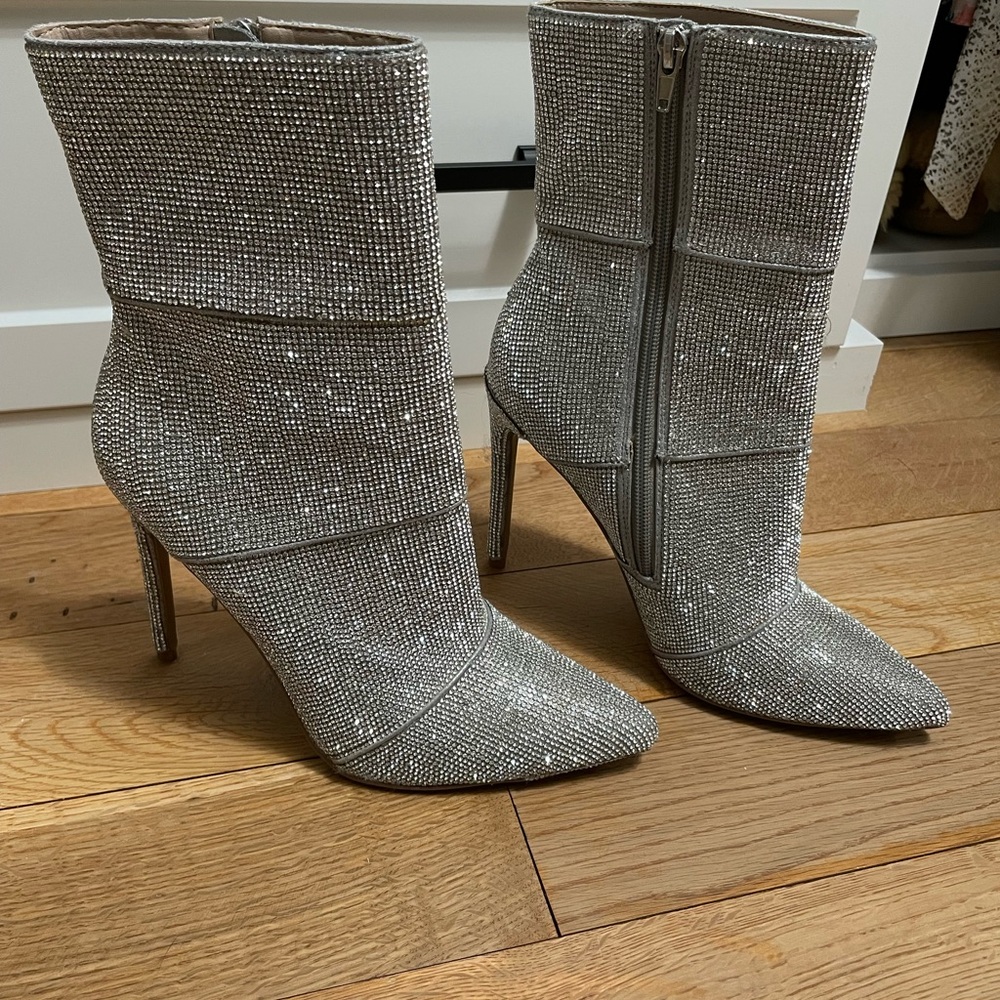 Steve Madden Silver Stiletto Heeled Boots